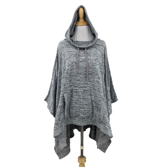Athleta Tops - Athleta Hooded Poncho Womens S Small Grey Blissful Drawstring Pullover Workout